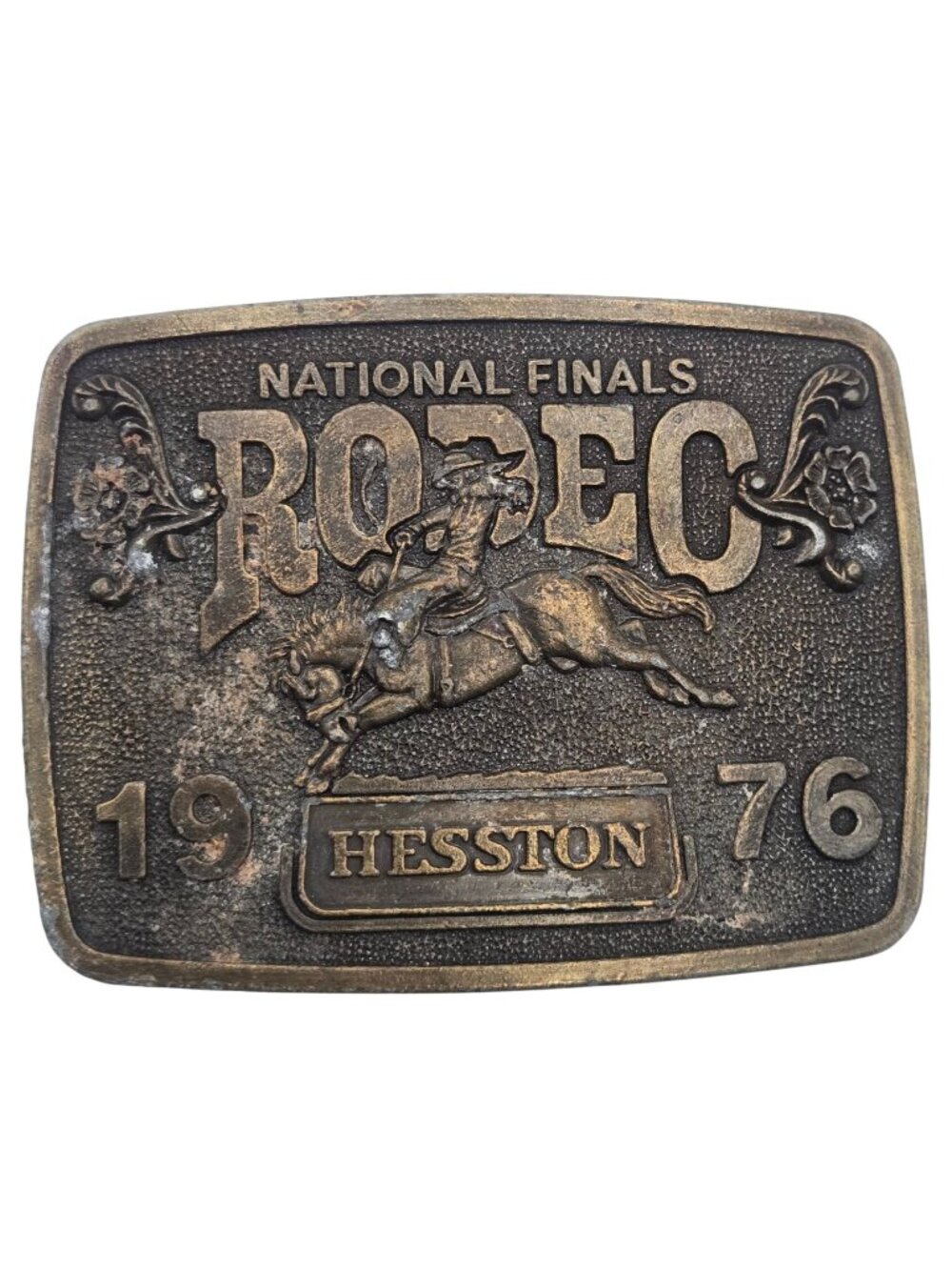 1975 Rodeo Belt Buckle Hesston National Finals NFR Cowboy Western Distressed